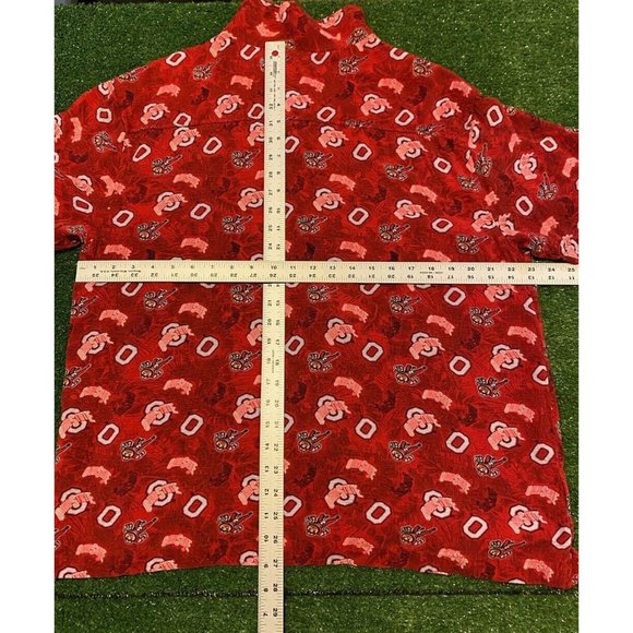 Vintage Ohio State Buckeyes shirt large all over print brutus Hawaiian mens red - Picture 6 of 6